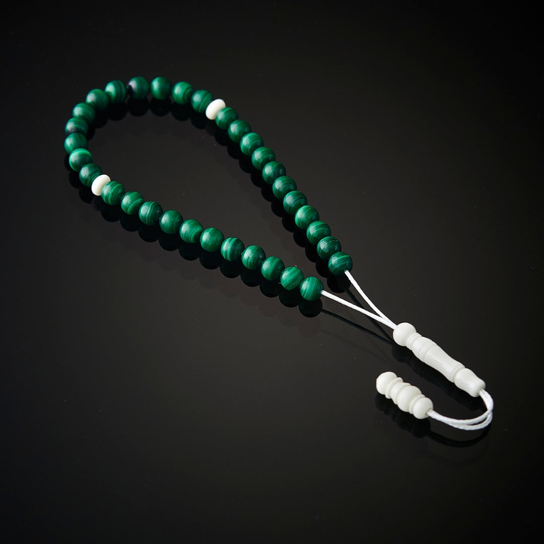 Authentic Malachite Islamic Tasbih Bracelet Basmala Beads