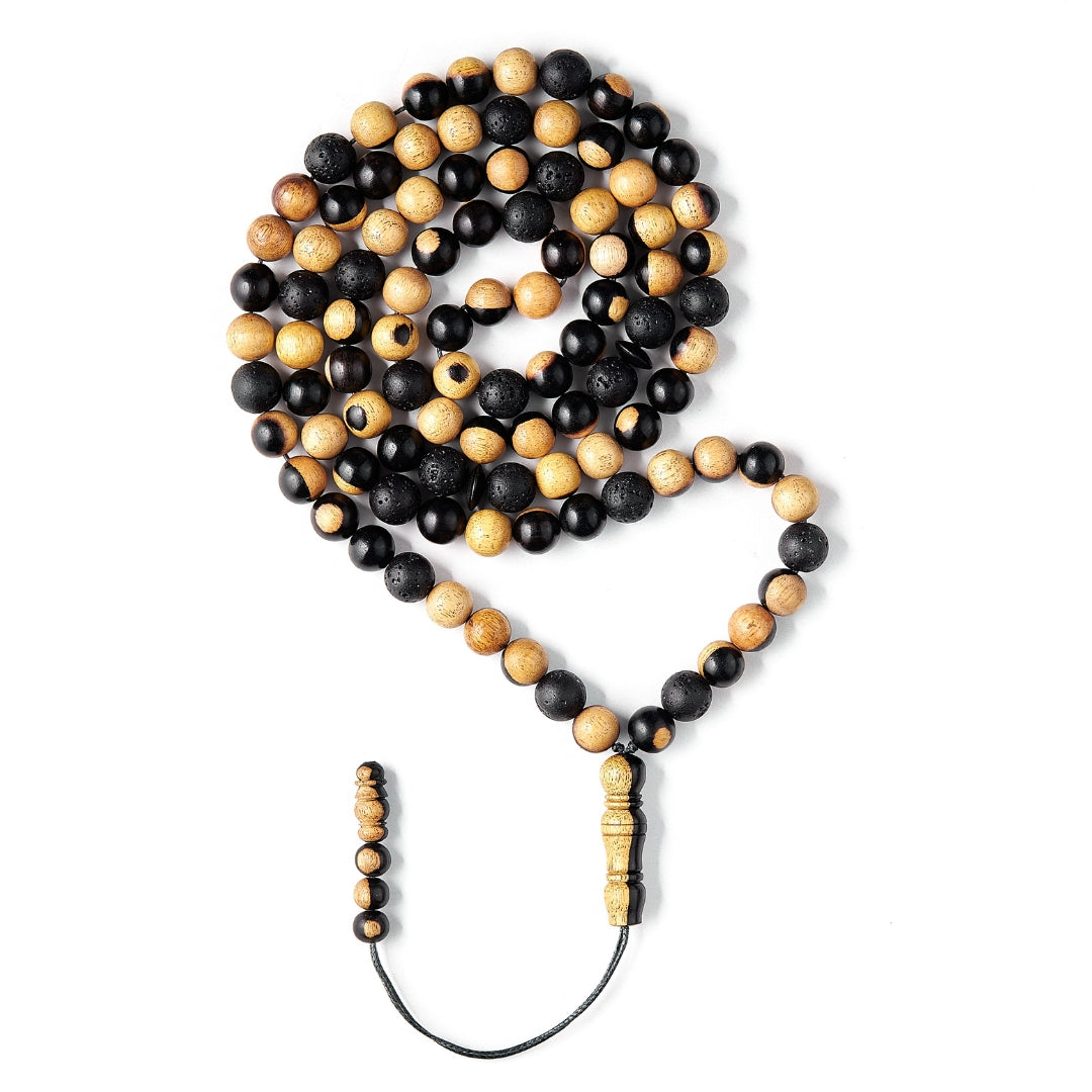 The Companion Misbaha Bracelet: Mosaic Ebony and Lava - 99 Beads, 8mm