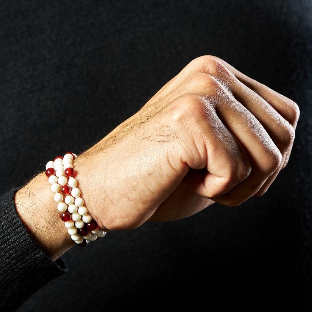 The Traveller Misbaha Bracelet: Aqeeq and Dromedary - 99 Beads, 5.5mm