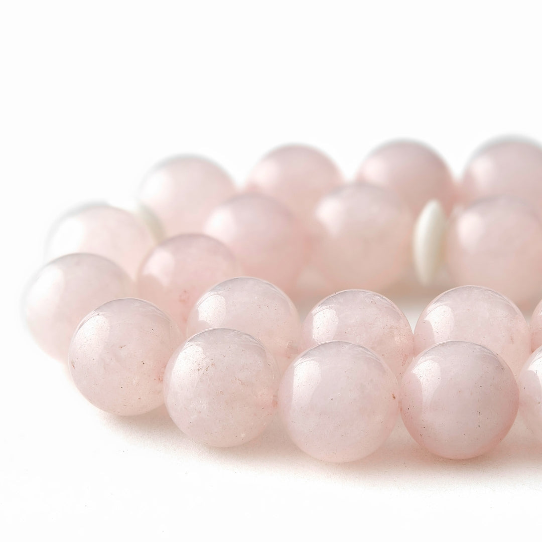 The Lady Misbaha: Rose Quartz and Dromedary - 33 Beads, 10mm