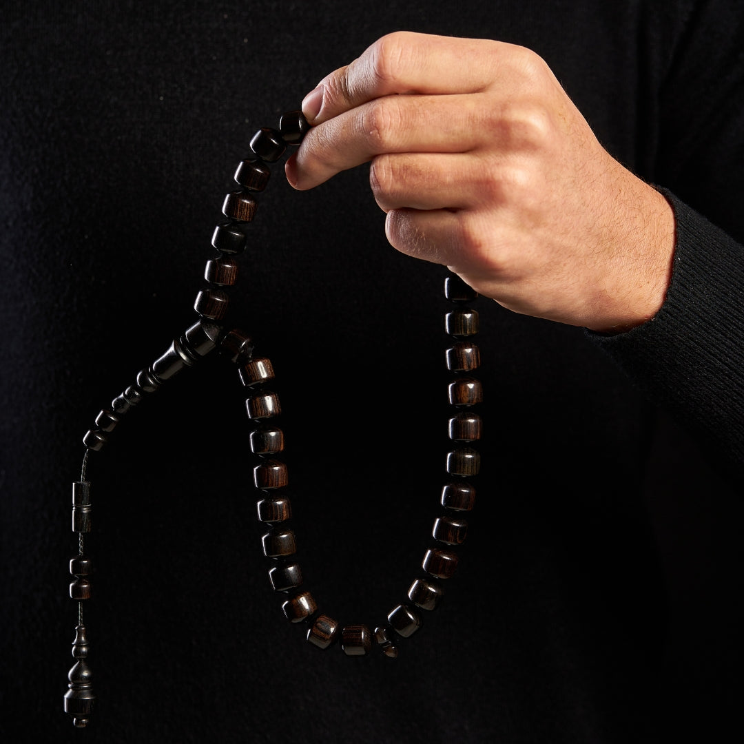 The Connoisseur Misbaha: Luxurious Ebony Wood (Pomme Edition), 33 Beads, 13mm
