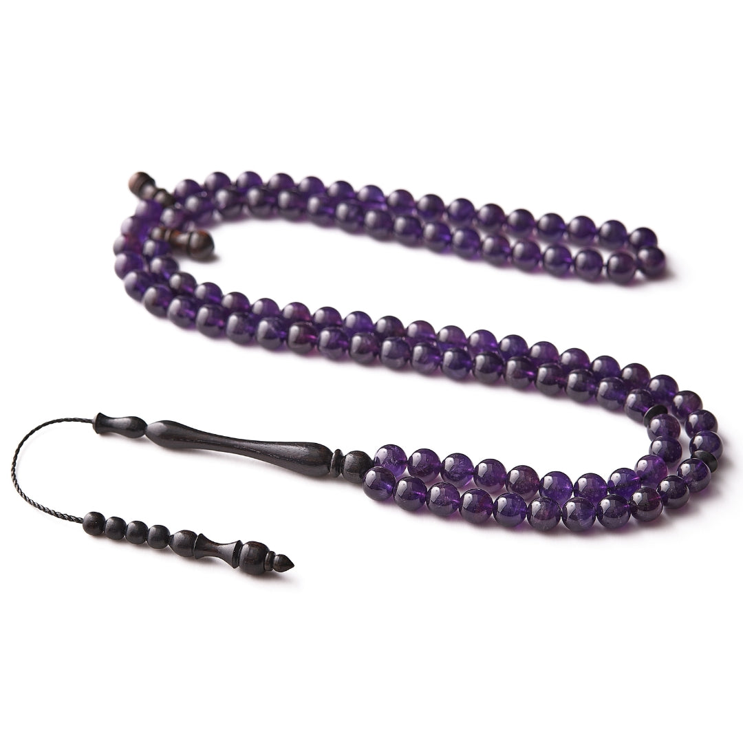 The Regality Misbaha - Amethyst and Ebony - 99 Beads, 8mm