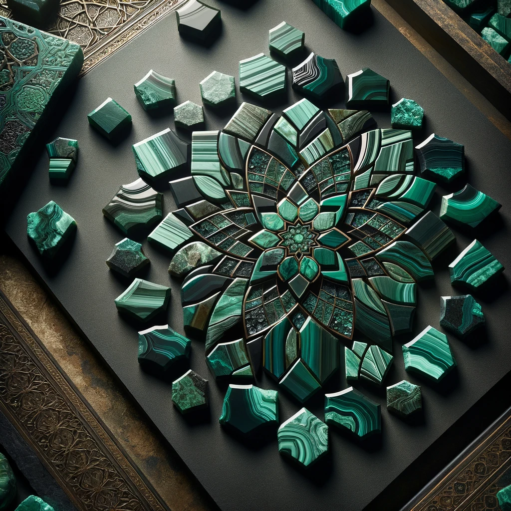 The Traveller Misbaha Bracelet: Malachite, Dromedary and Lava - 99 Beads, 5.5mm