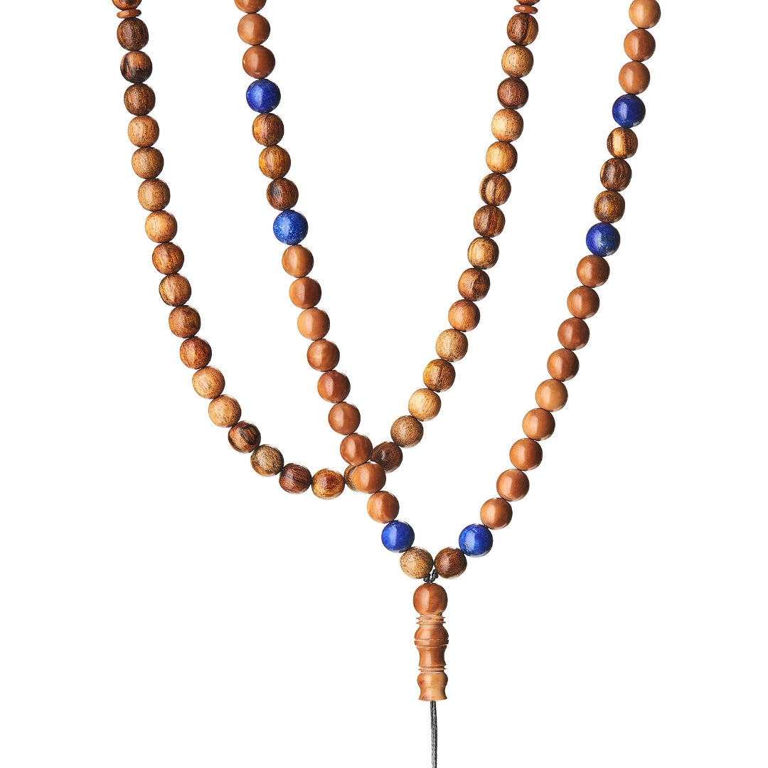 The Companion Misbaha Bracelet: Lapis Lazuli, Kuk Nut & Oud - 99 Beads, 8mm