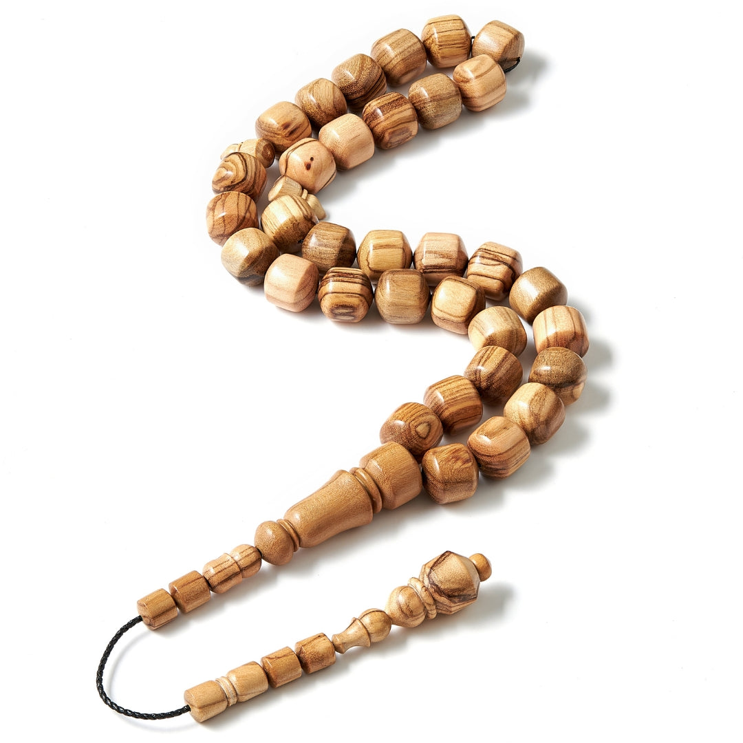 The Connoisseur Misbaha: Grained Olive Wood (Pomme Edition), 33 Beads, 13mm