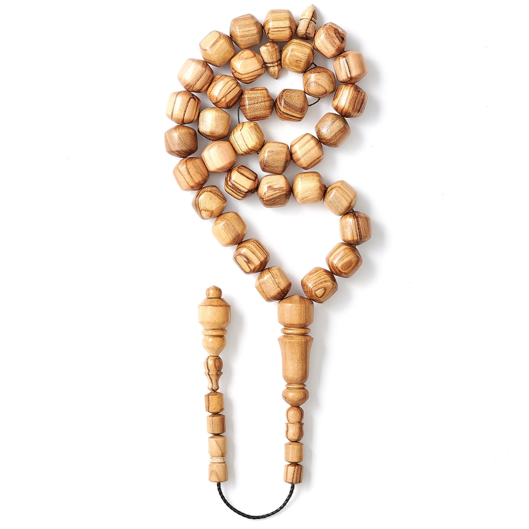 The Connoisseur Misbaha: Grained Olive Wood (Pomme Edition), 33 Beads, 13mm