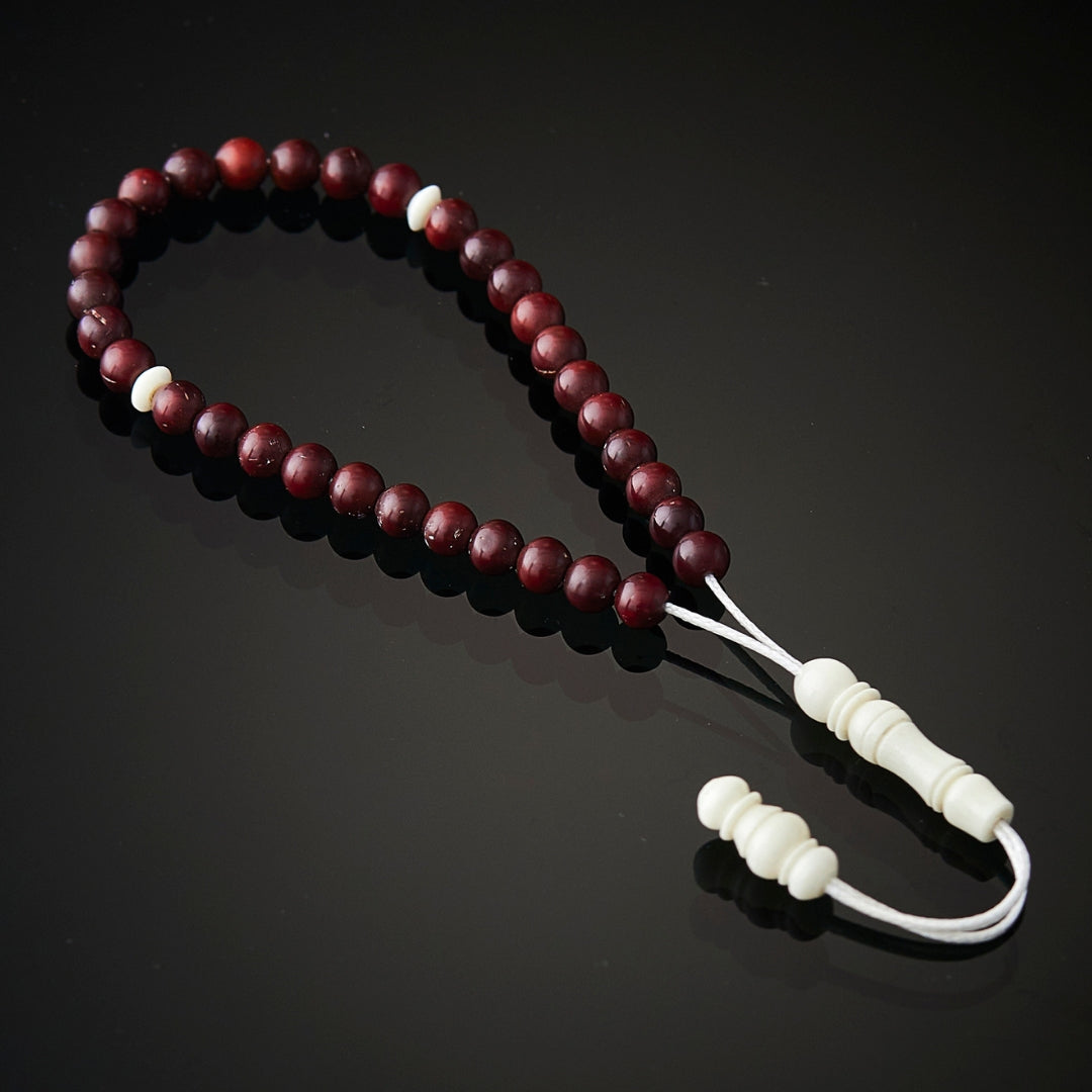 The Traveller Misbaha Bracelet: Henna Stained Kuk Nut & Dromedary - 33 Beads, 4.75mm