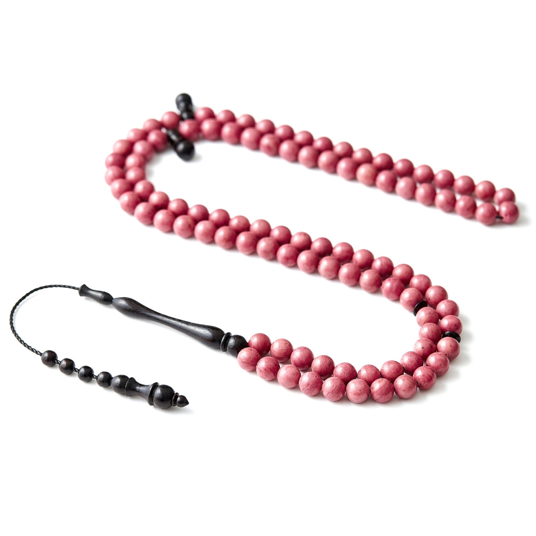 The Rhodus Misbaha: Rhodonite and Ebony - 99 Beads, 8mm