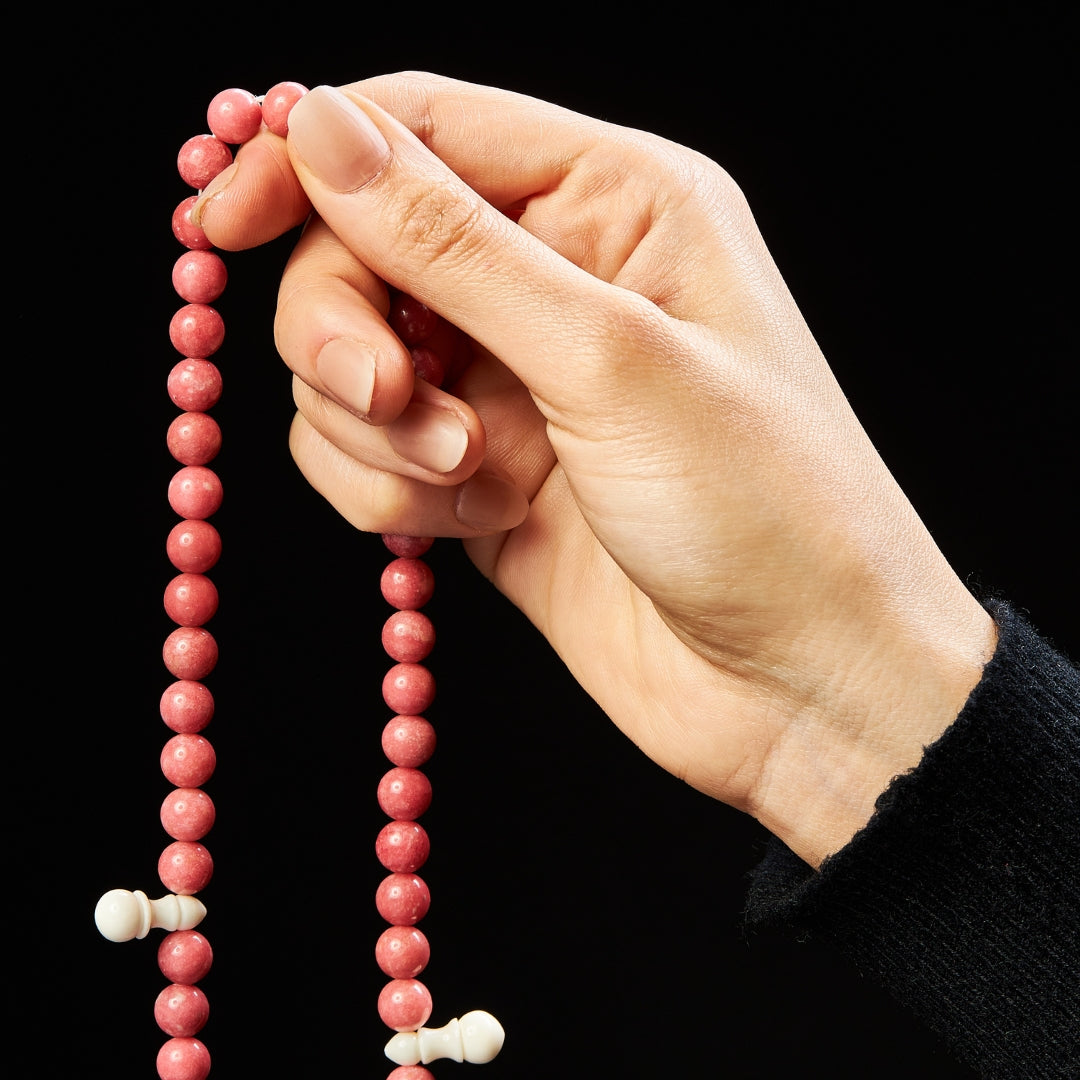 The Ethereal Misbaha: Thulite and Dromedary - 99 Beads, 8mm