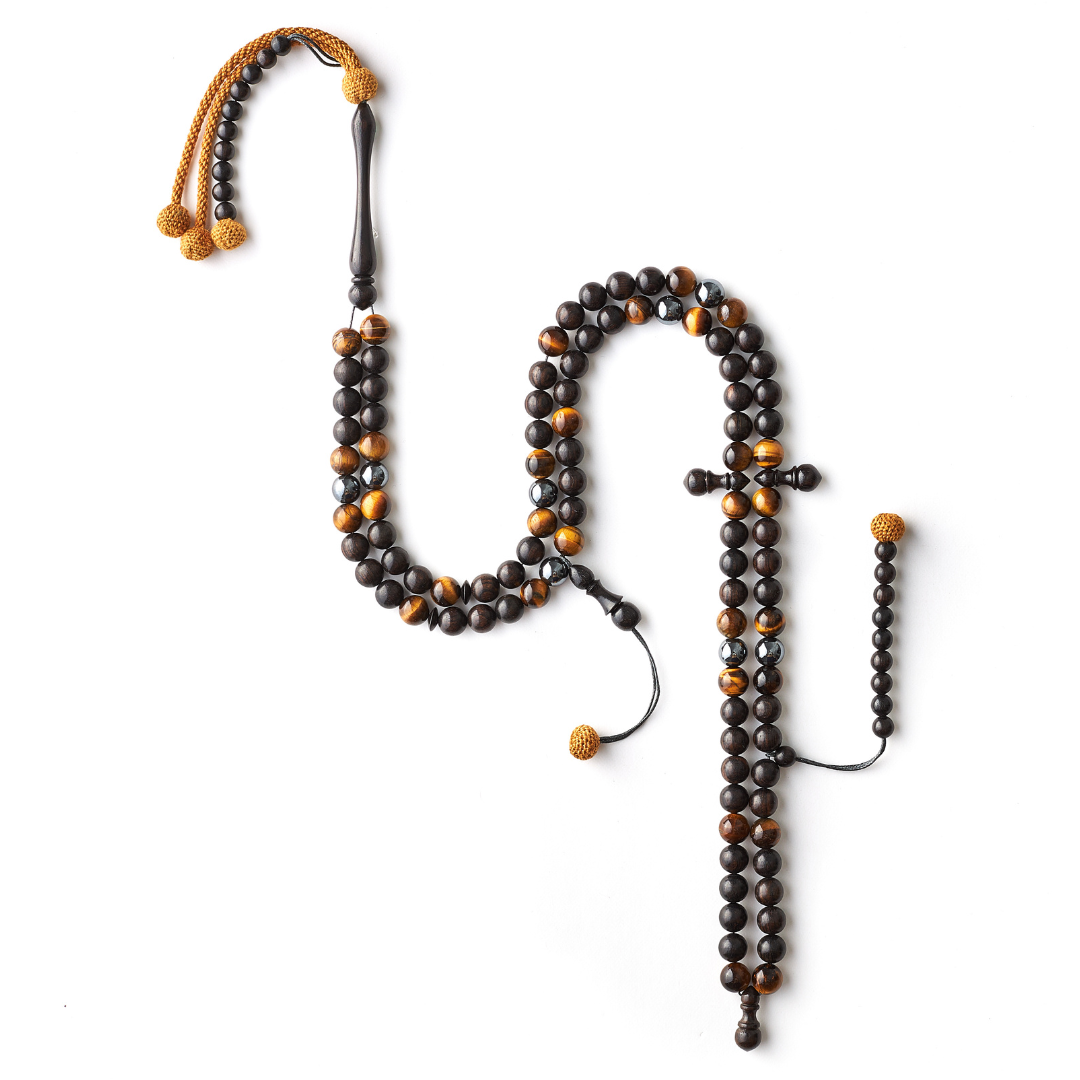 مسبحة حجر عين النمر البراق - ١٠٠ خرزة