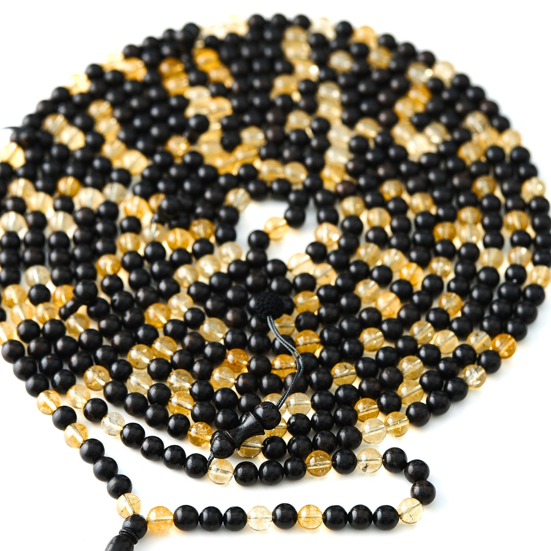 The 25 Million Misbaha: Citrine and Ebony - 500 Beads, 8mm