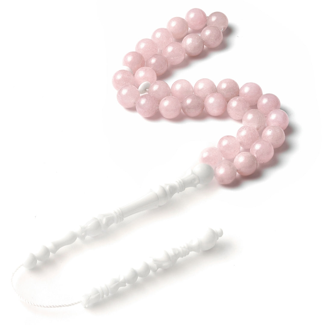 The Lady Misbaha: Rose Quartz and Dromedary - 33 Beads, 10mm