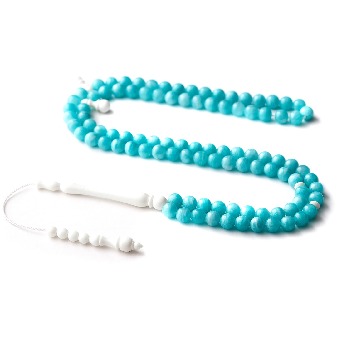 The Oceana Misbaha: Rare Amazonite and Dromedary - 99 Beads, 8mm