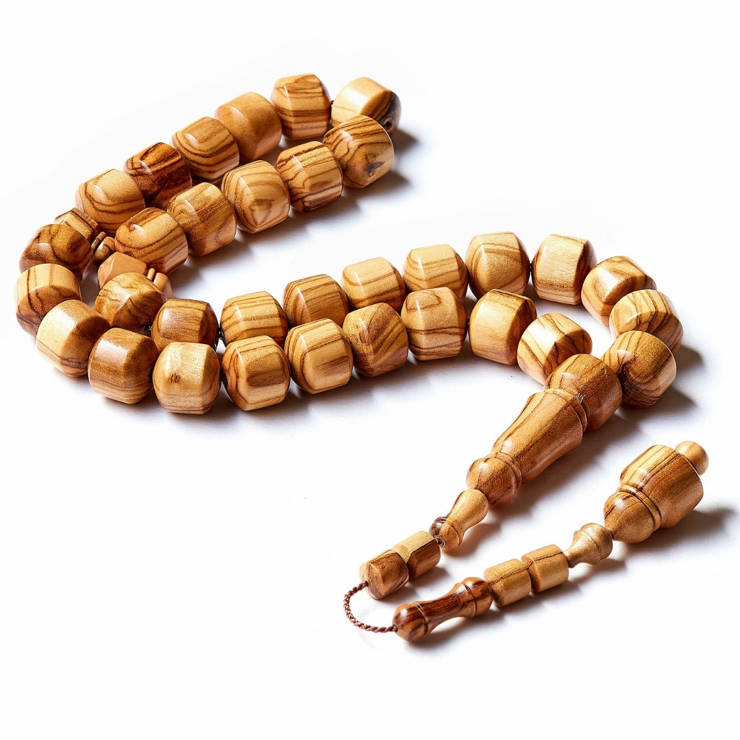 The Connoisseur Misbaha: Grained Olive Wood (Pomme Edition), 33 Beads, 13mm