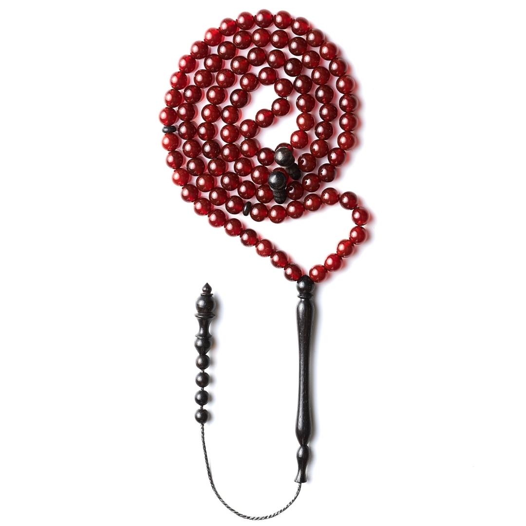 The Beloved Misbaha: Aqeeq and Ebony - 99 Beads, 6mm