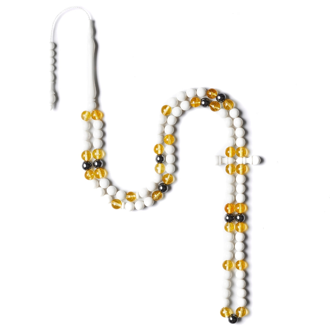 The Hadid Misbaha: Citrine, Hematite, and Dromedary - 99 Beads, 8mm