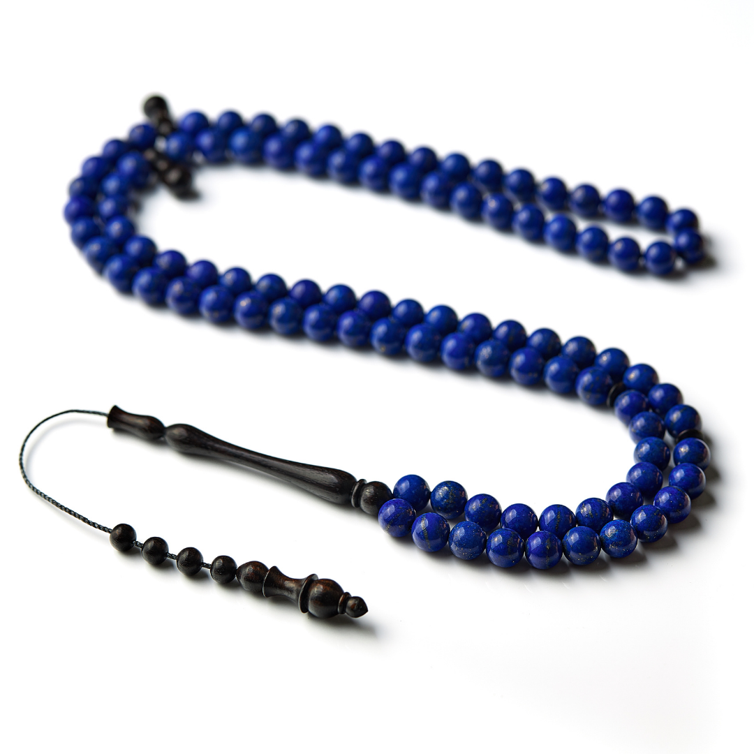 The Celestial Misbaha - Lapis Lazuli and Ebony - 99 Beads, 8mm