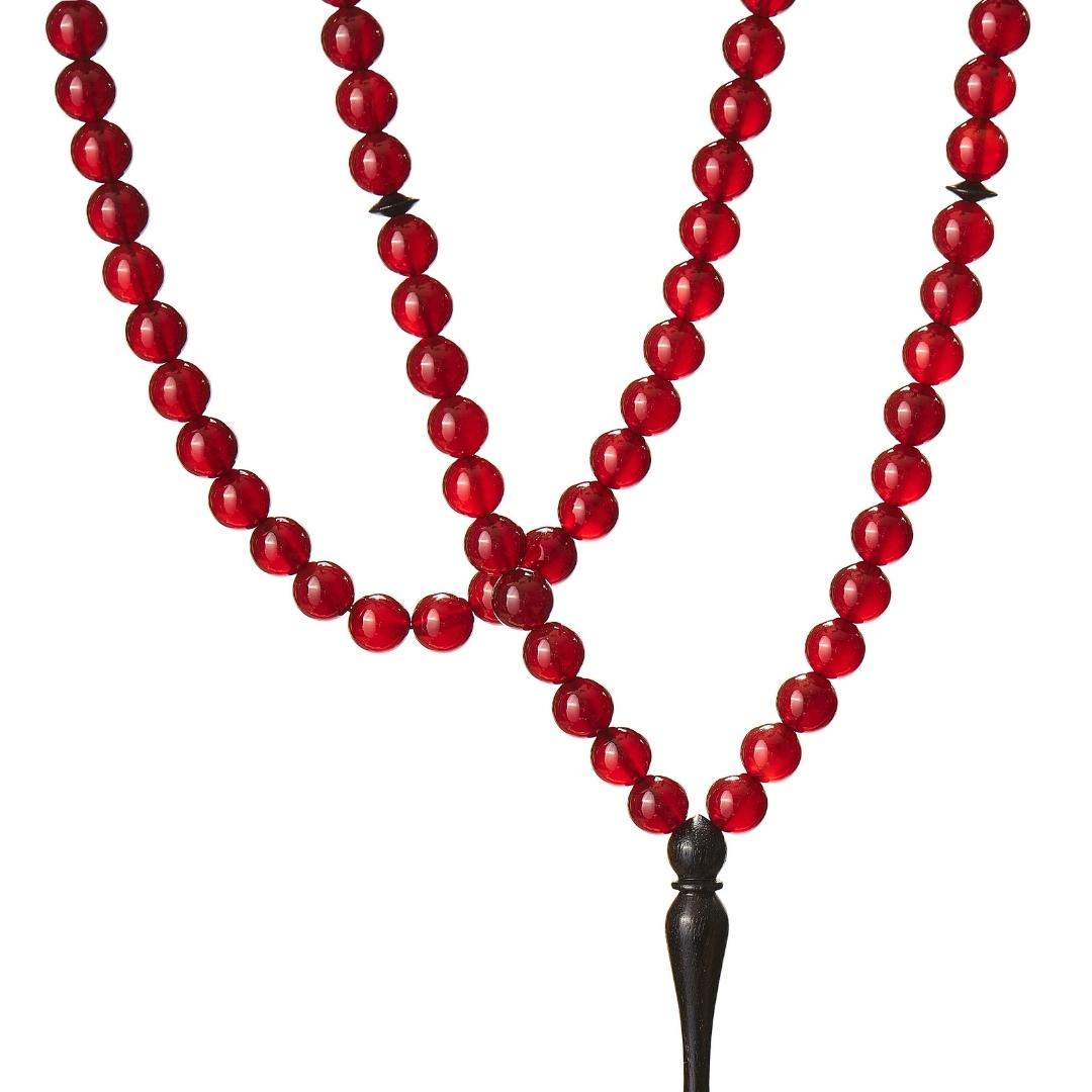 The Beloved Misbaha: Aqeeq and Ebony - 99 Beads, 8mm