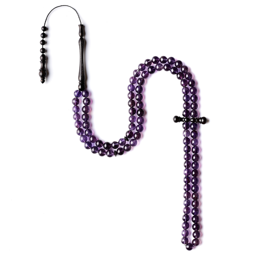 The Regality Misbaha - Amethyst and Ebony - 99 Beads, 8mm