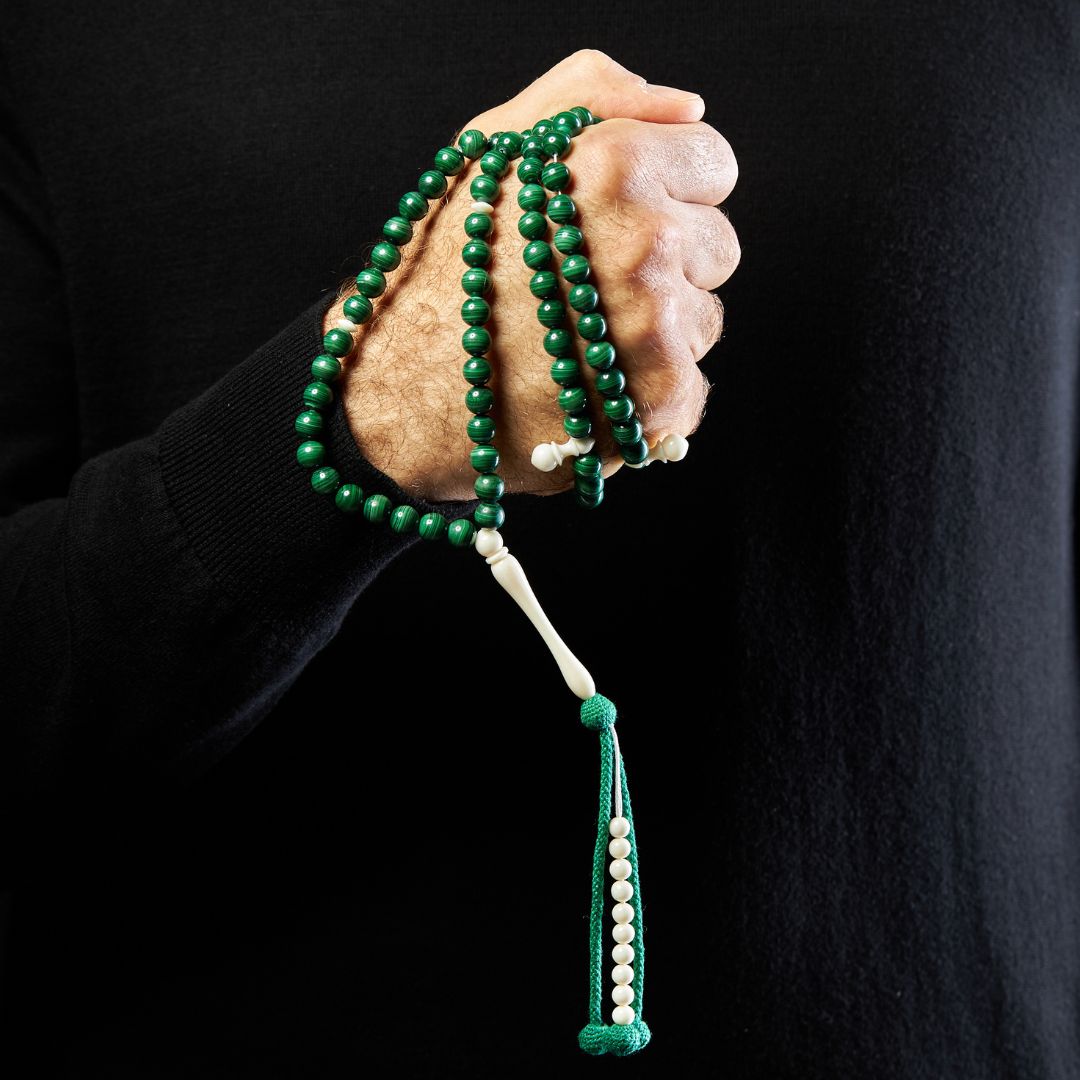 The One-Million Misbaha - Medina Edition - Malachite and Dromedary - 100 Beads, 8mm