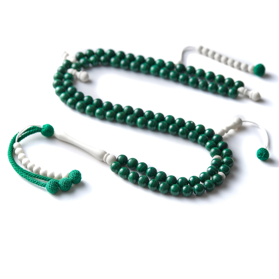 Authentic Malachite Tasbih Misbaha (Islamic Dhikr) Basmala Beads