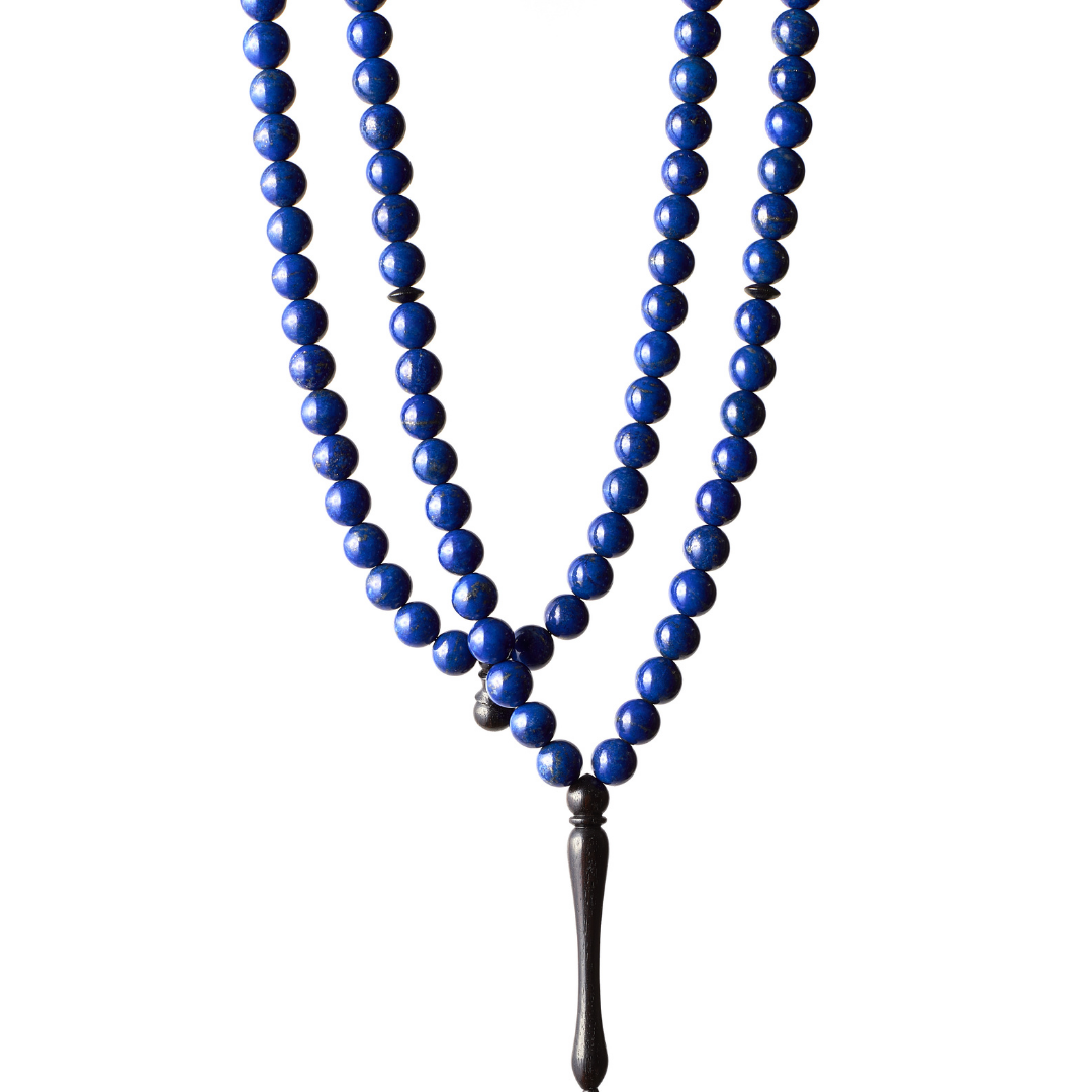 The Celestial Misbaha - Lapis Lazuli and Ebony - 99 Beads, 8mm