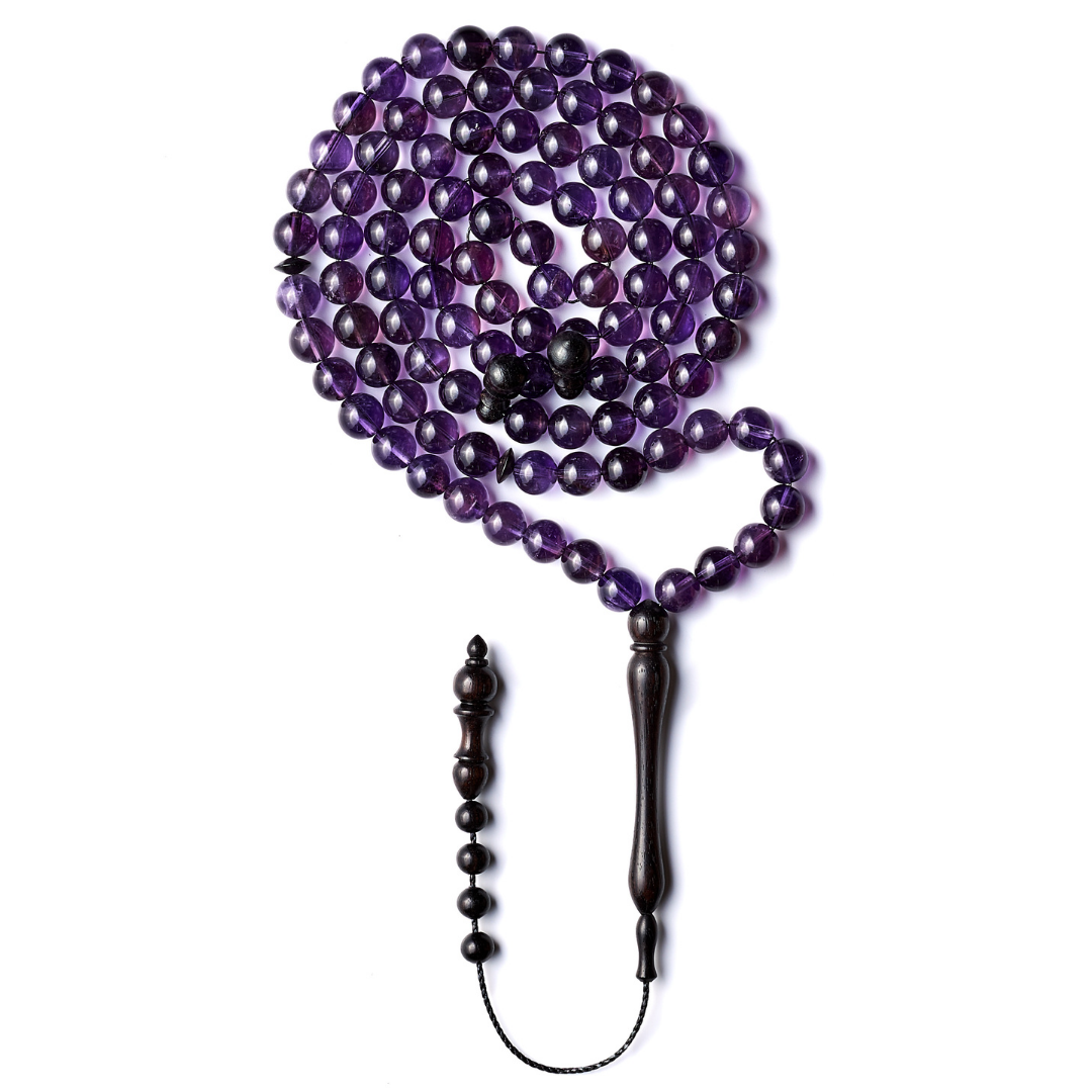 The Regality Misbaha - Amethyst and Ebony - 99 Beads, 8mm