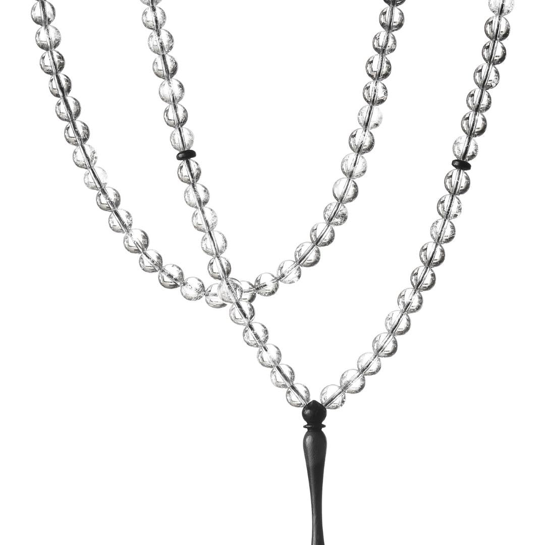 The Pure Misbaha - Pure Quartz and Ebony- 99 Beads, 6mm