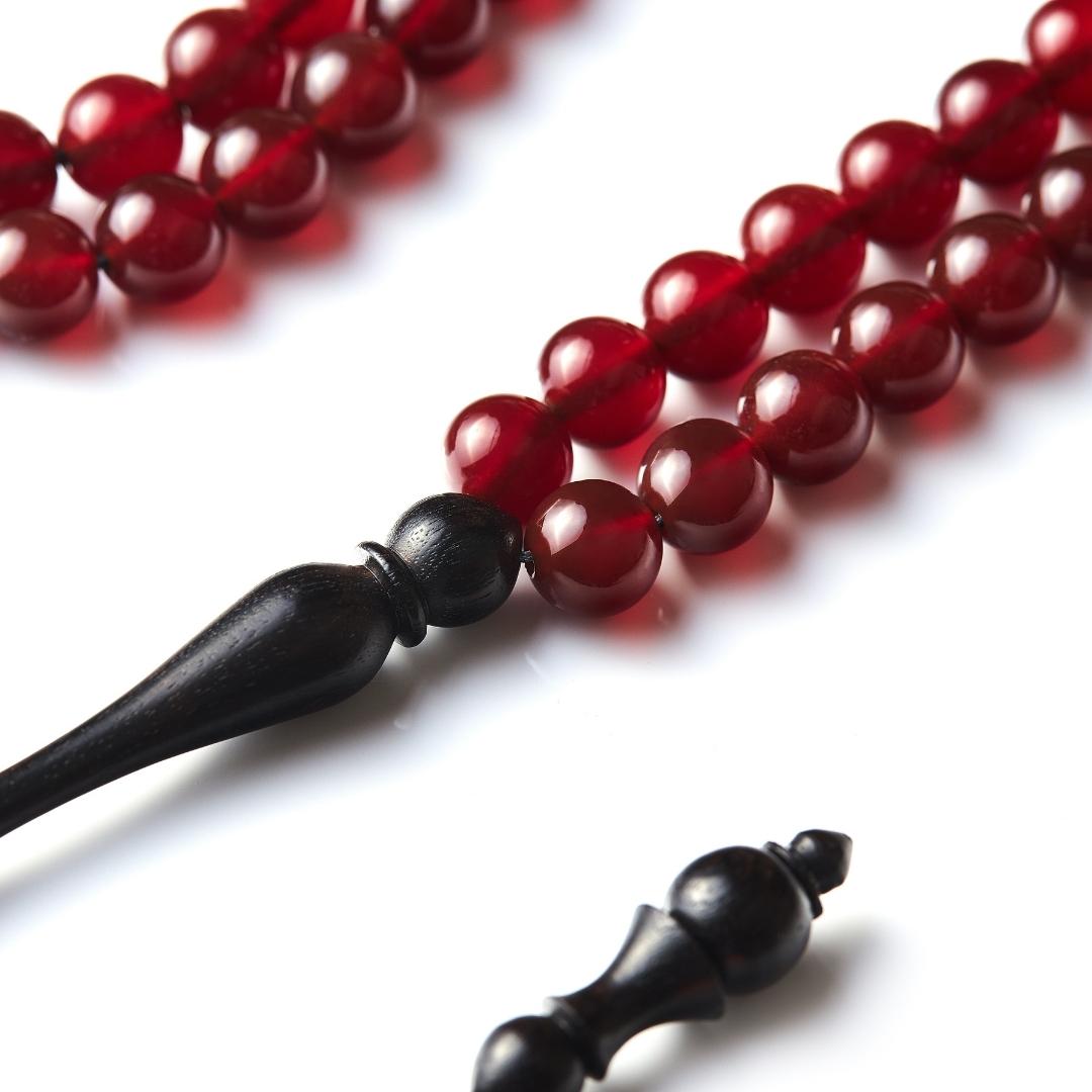 The Beloved Misbaha: Aqeeq and Ebony - 99 Beads, 8mm