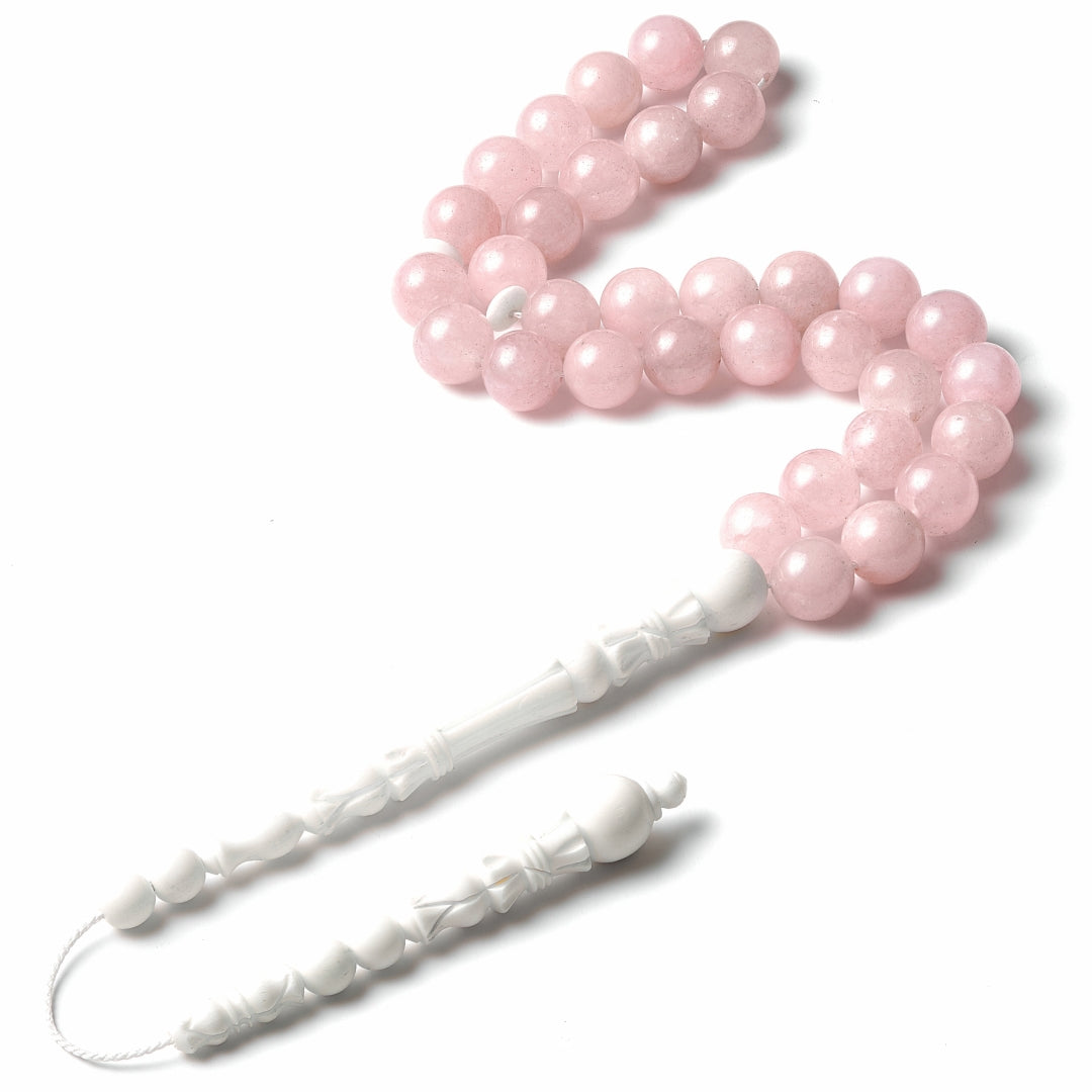 The Lady Misbaha: Rose Quartz and Dromedary - 33 Beads, 12mm (Limited Edition)