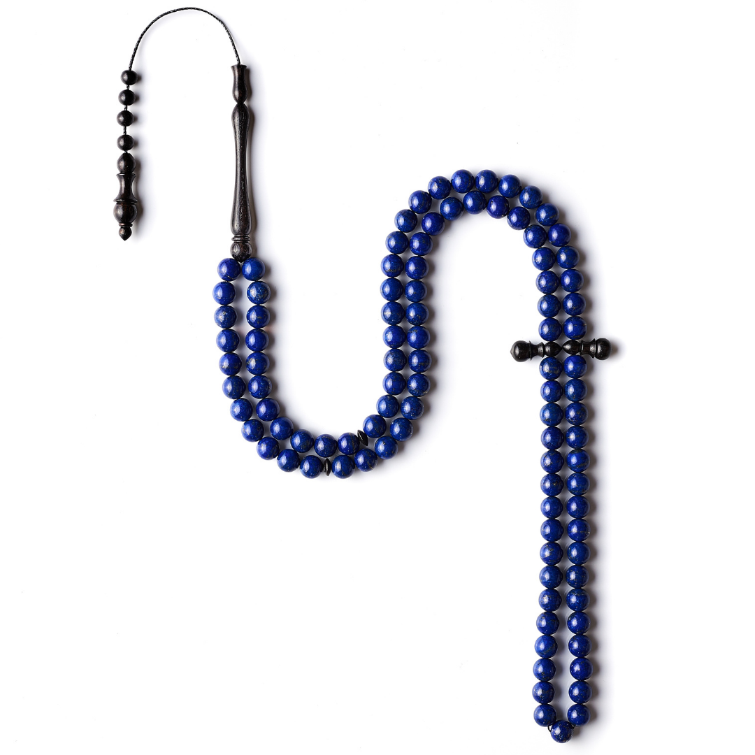 The Celestial Misbaha - Lapis Lazuli and Ebony - 99 Beads, 8mm