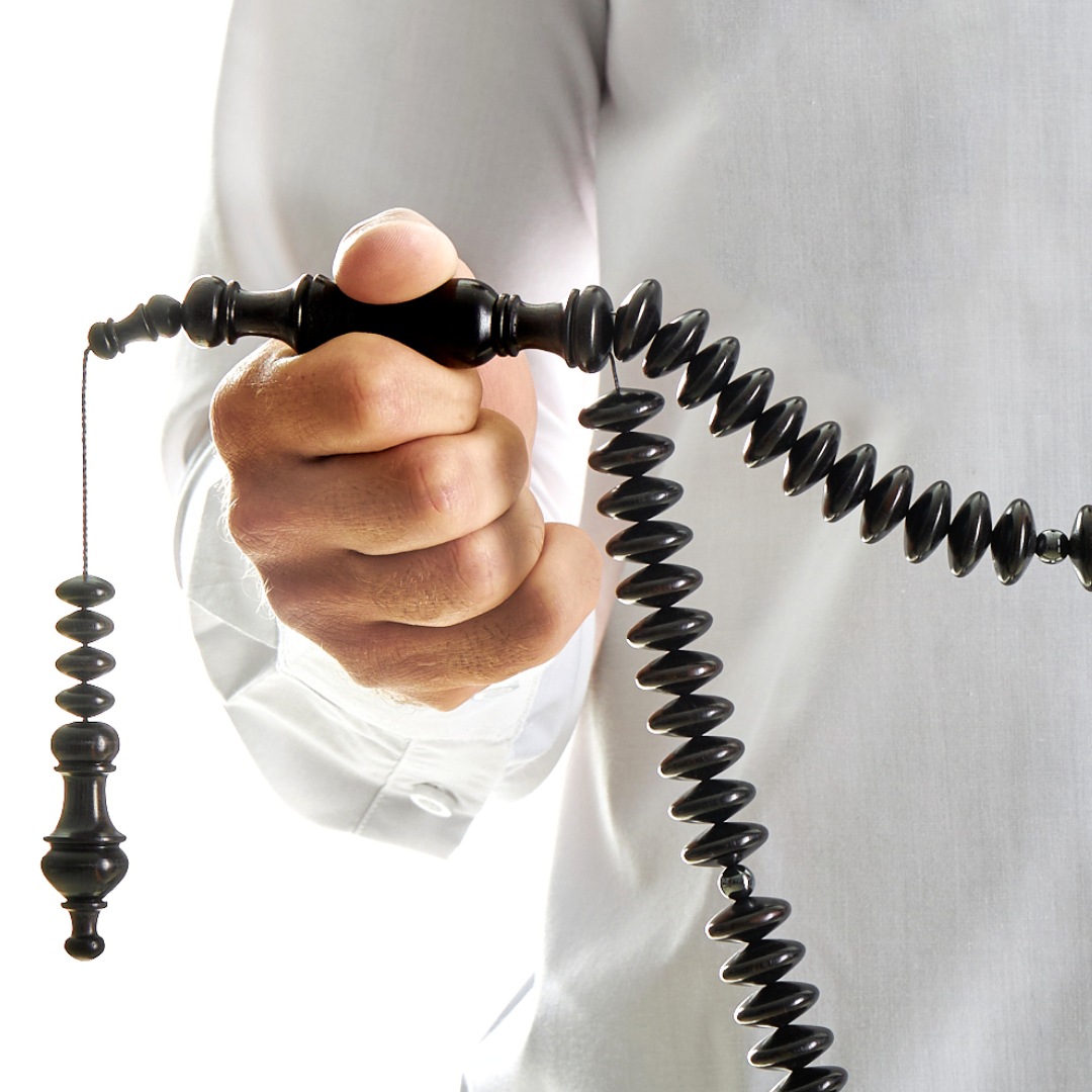 The MasterClass Ebony Disk - EBONY & Hematite MISBAHA, 99 BEADS (20 mm)