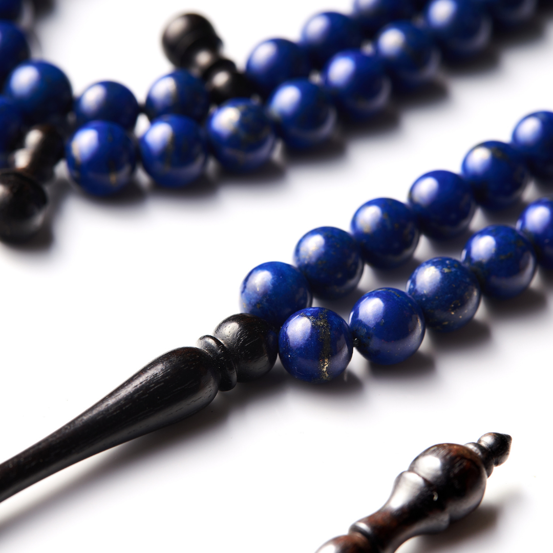 The Celestial Misbaha - Lapis Lazuli and Ebony - 99 Beads, 8mm