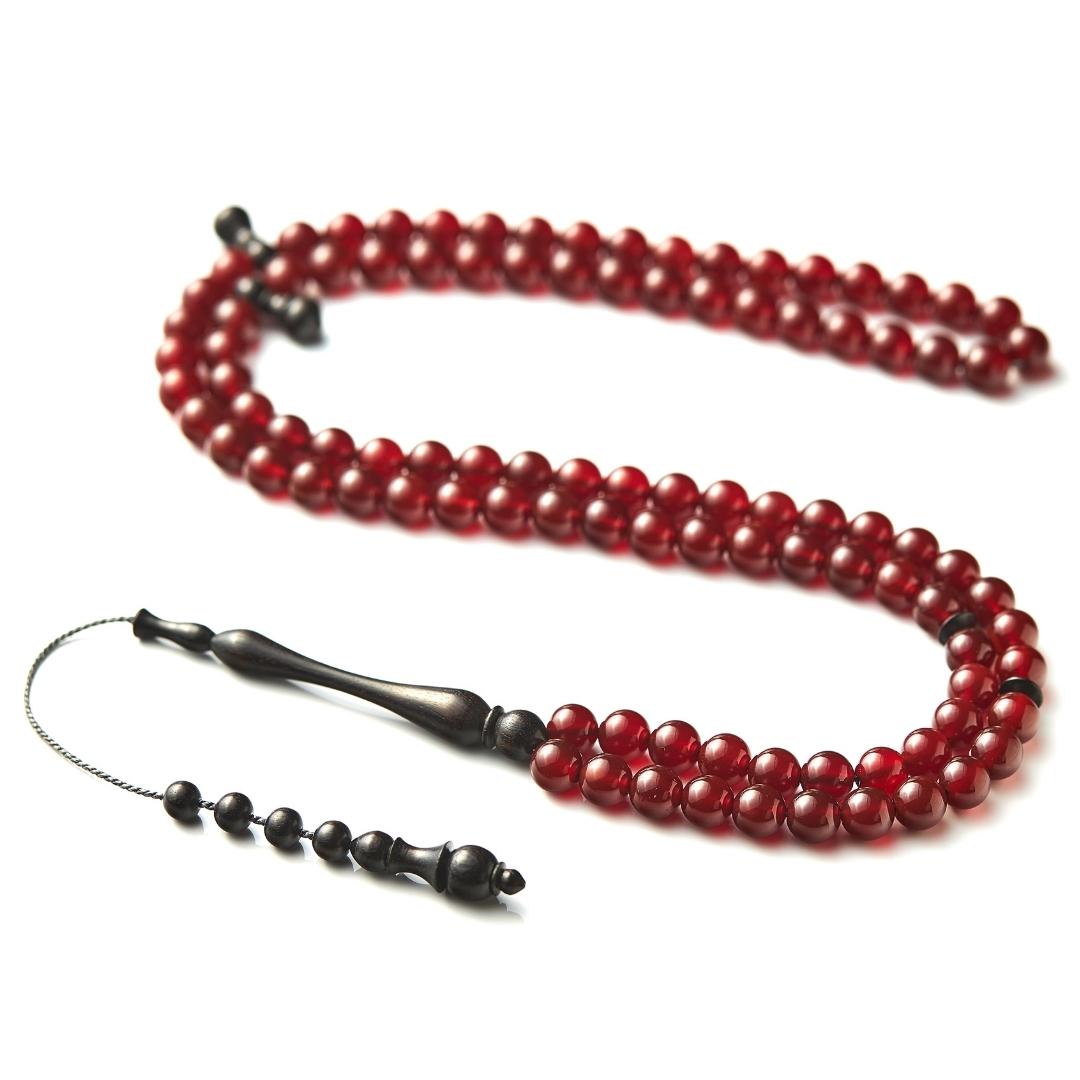 The Beloved Misbaha: Aqeeq and Ebony - 99 Beads, 8mm