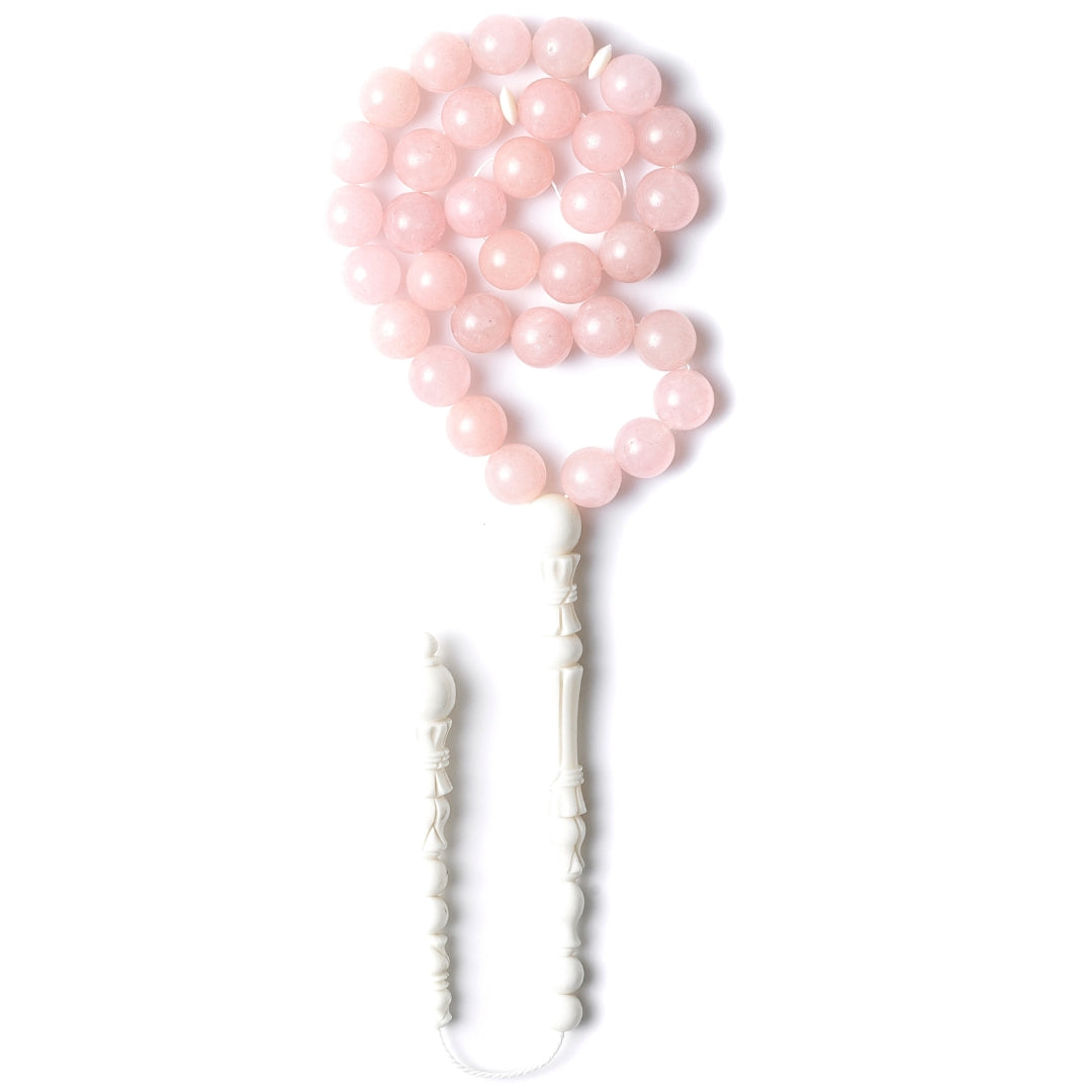 The Lady Misbaha: Rose Quartz and Dromedary - 33 Beads, 12mm (Limited Edition)