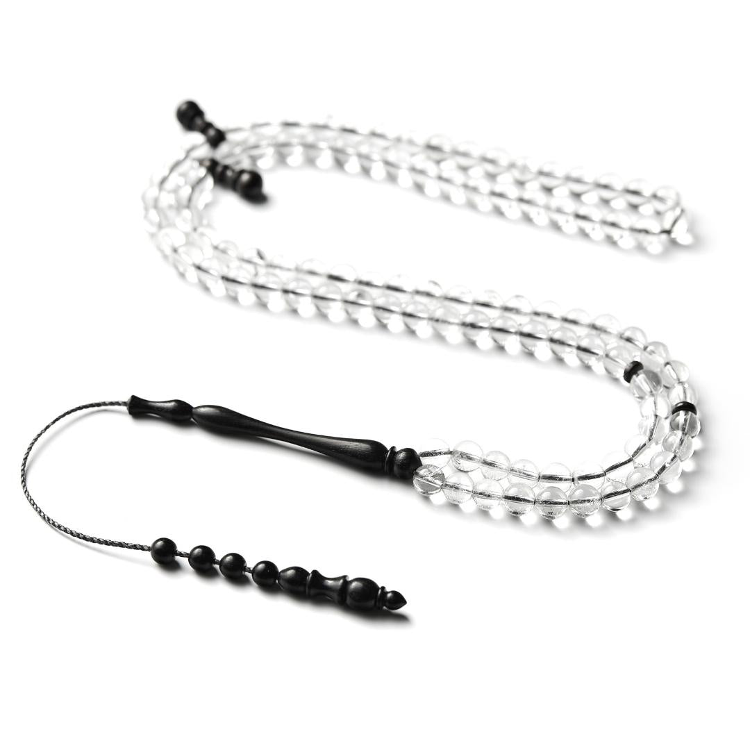 The Pure Misbaha - Pure Quartz and Ebony- 99 Beads, 6mm