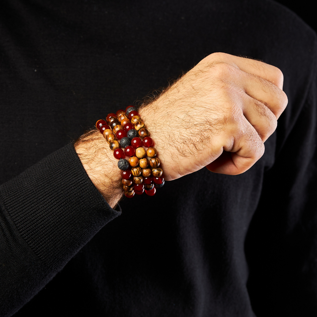 The Companion Misbaha Bracelet: Aqeeq, Oud, Ebony, and Lava - 99 Beads, 8mm