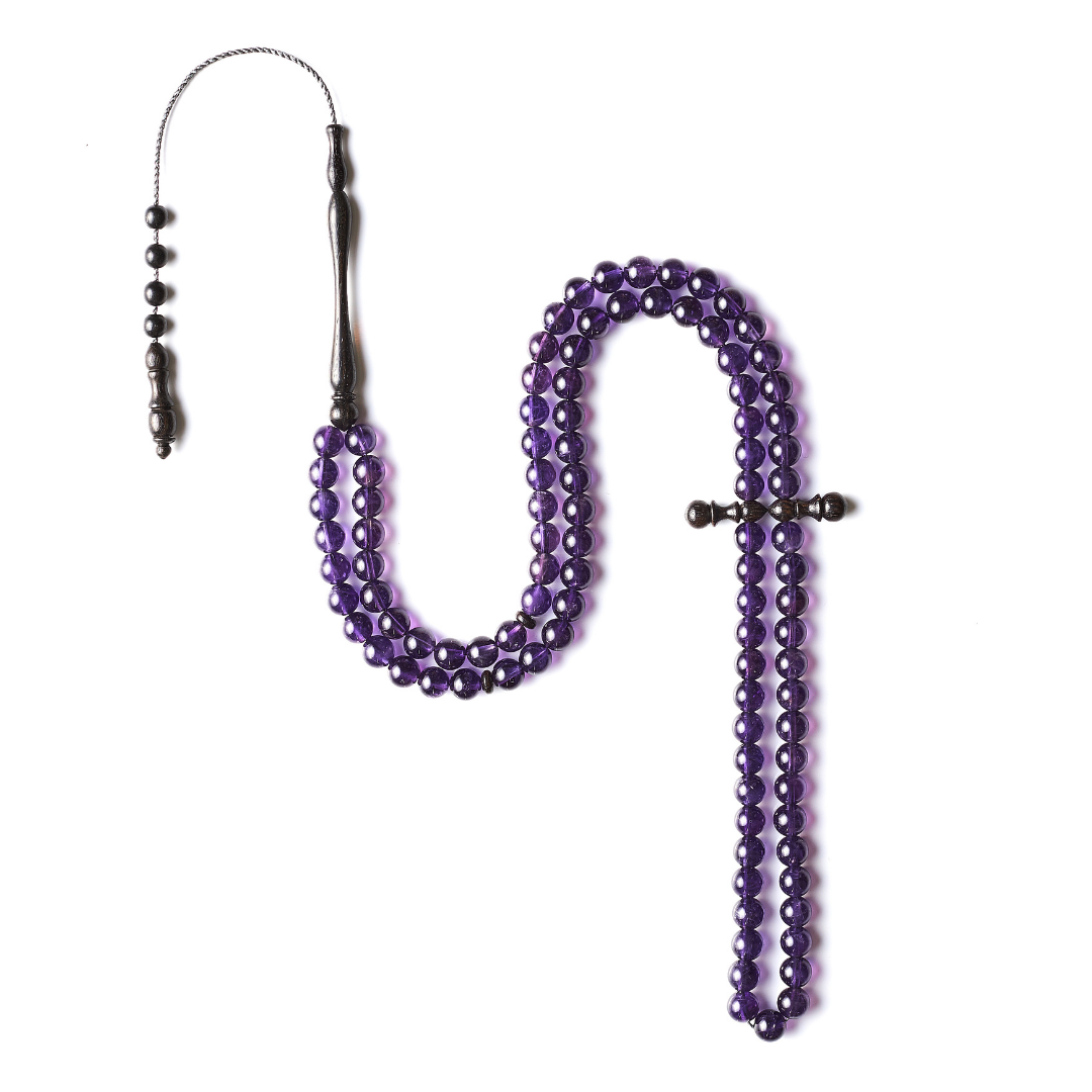 The Regality Misbaha: Amethyst and Ebony - 99 Beads, 6mm