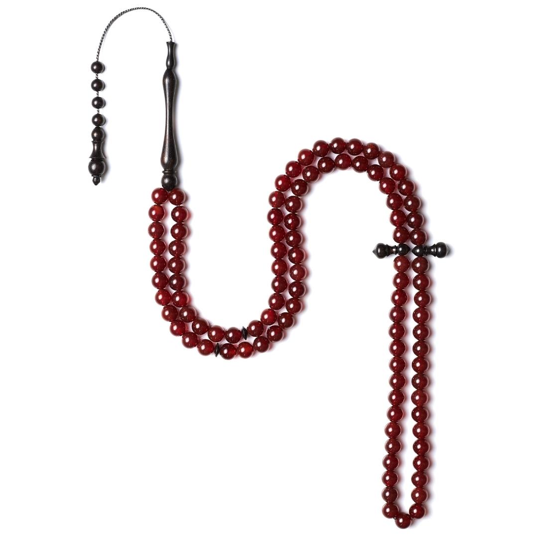 The Beloved Misbaha: Aqeeq and Ebony - 99 Beads, 8mm