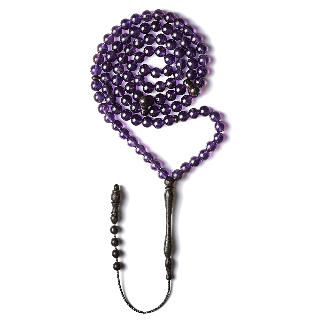 The Regality Misbaha: Amethyst and Ebony - 99 Beads, 6mm