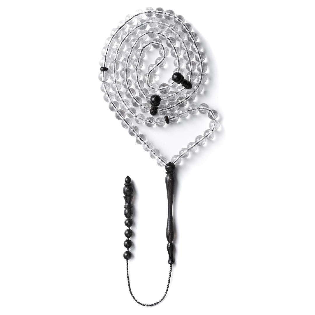 The Pure Misbaha - Pure Quartz and Ebony- 99 Beads, 6mm