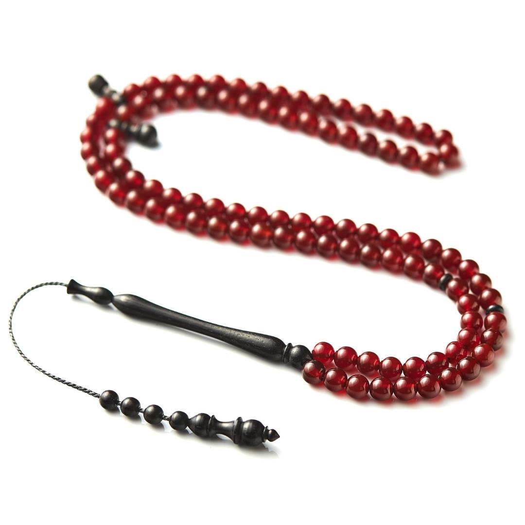 The Beloved Misbaha: Aqeeq and Ebony - 99 Beads, 6mm
