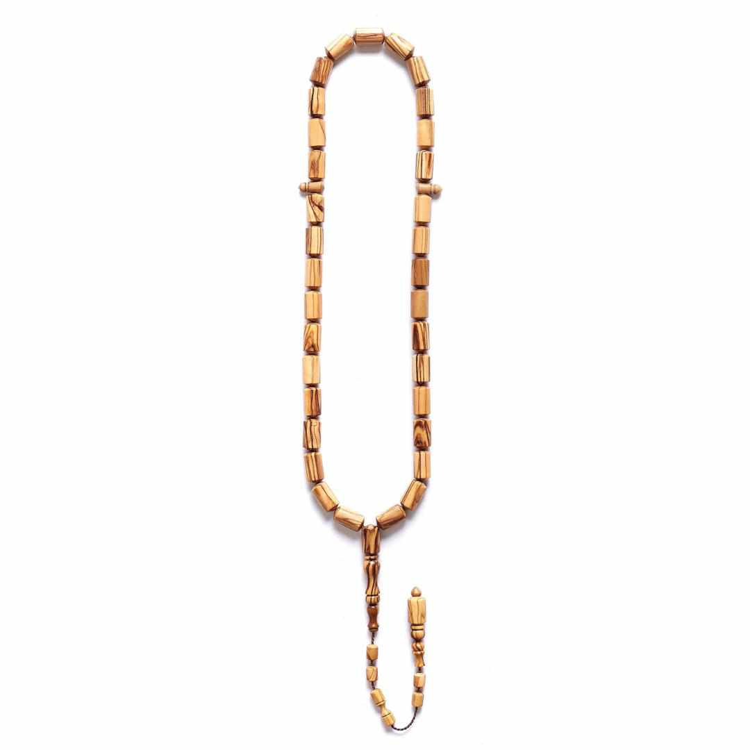 Connoisseur's Choice - Conifer Nut Style - Grained Olive Wood- 33 Beads-Islamic Prayer Beads- Tasbih-Misbah-سبحة-مسبحة-BasmalaBeads-Basmala