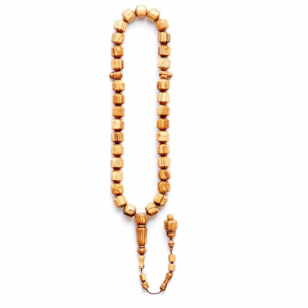 Connoisseur's Choice - Pomme Style - Grained Olive Wood - 33 Beads-Islamic Prayer Beads- Tasbih-Misbah-سبحة-مسبحة-BasmalaBeads-Basmala
