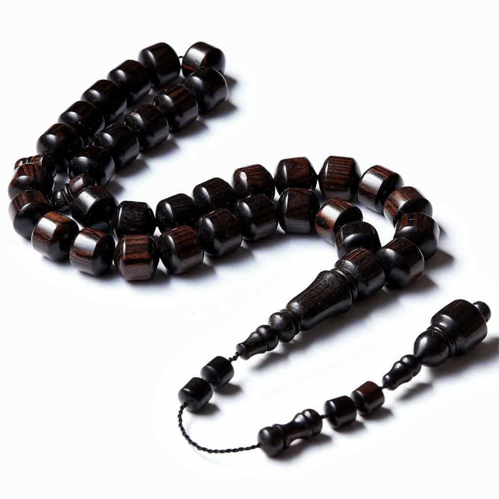 Connoisseur's Choice - Pomme Style - Luxurious Ebony Wood - 33 Beads-Islamic Prayer Beads- Tasbih-Misbah-سبحة-مسبحة-BasmalaBeads-Basmala
