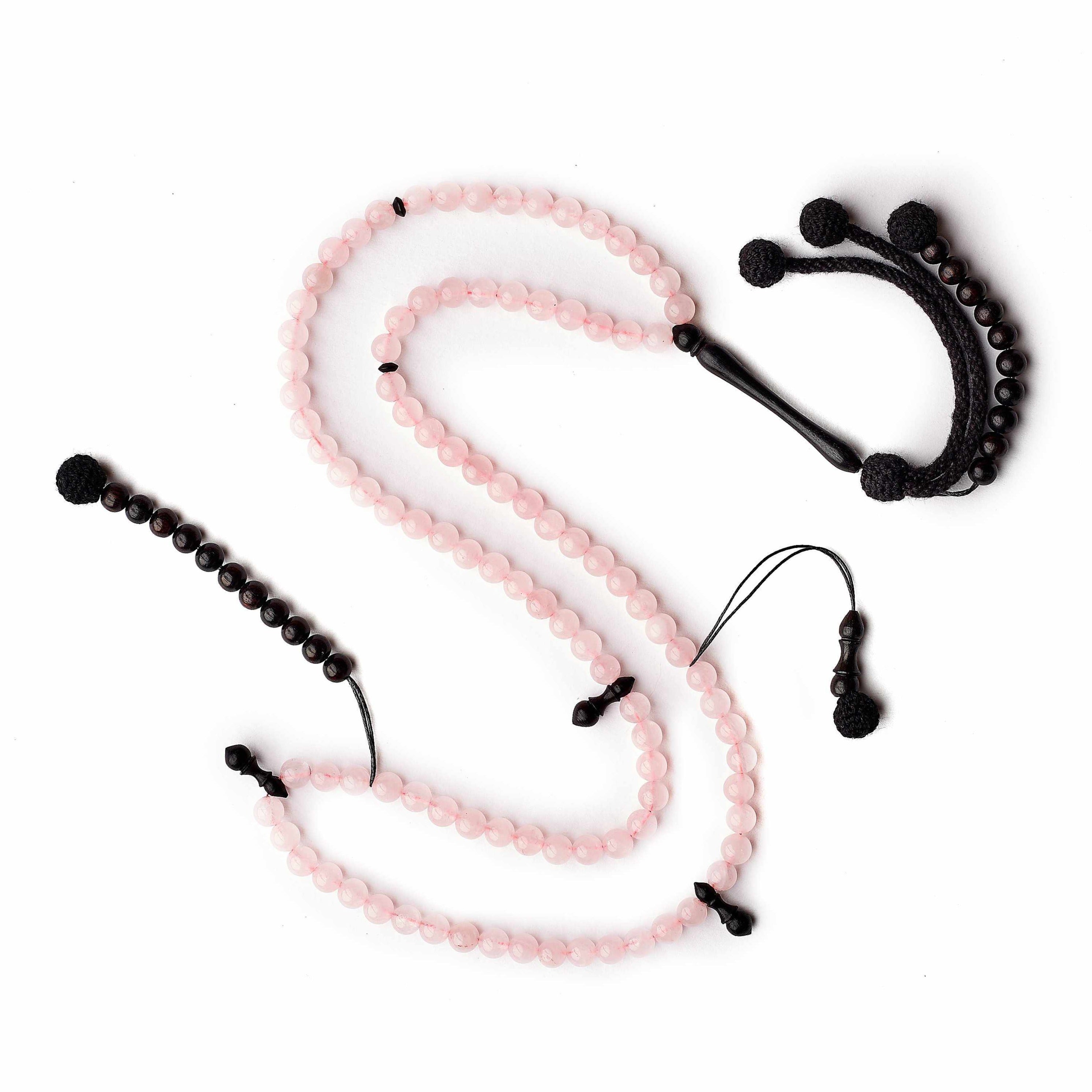 Delicate Rose Quartz Stone - Africana Collection - The Lady - Small - 100 Beads-Islamic Prayer Beads- Tasbih-Misbah-سبحة-مسبحة-BasmalaBeads-Basmala