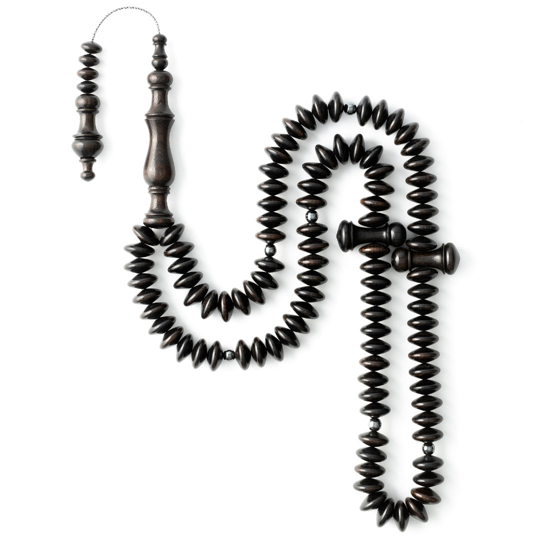 The MasterClass Ebony Disk - EBONY & Hematite MISBAHA, 99 BEADS (20 mm)