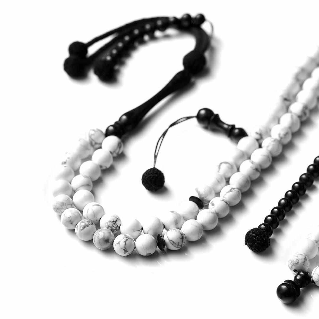 Marbled Howlite Stones - Africana Collection - Soothing - 100 Beads-Islamic Prayer Beads- Tasbih-Misbah-سبحة-مسبحة-BasmalaBeads-Basmala