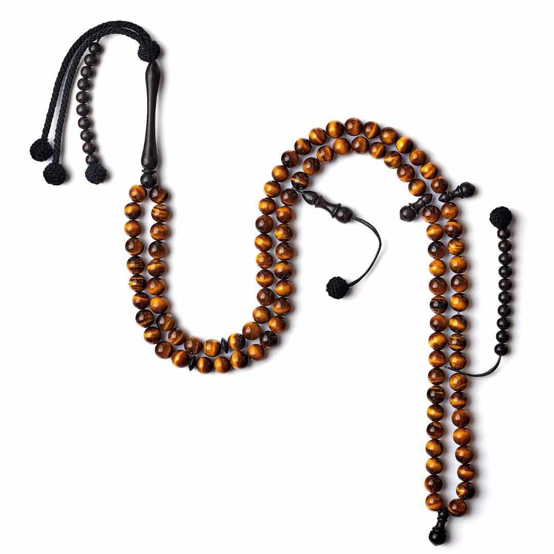 Stunning Tiger's Eye Stones - Africana Collection - Valiant - 100 Beads-Islamic Prayer Beads- Tasbih-Misbah-سبحة-مسبحة-BasmalaBeads-Basmala