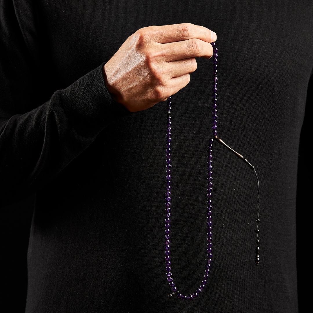 The Regality Misbaha: Amethyst and Ebony - 99 Beads, 6mm